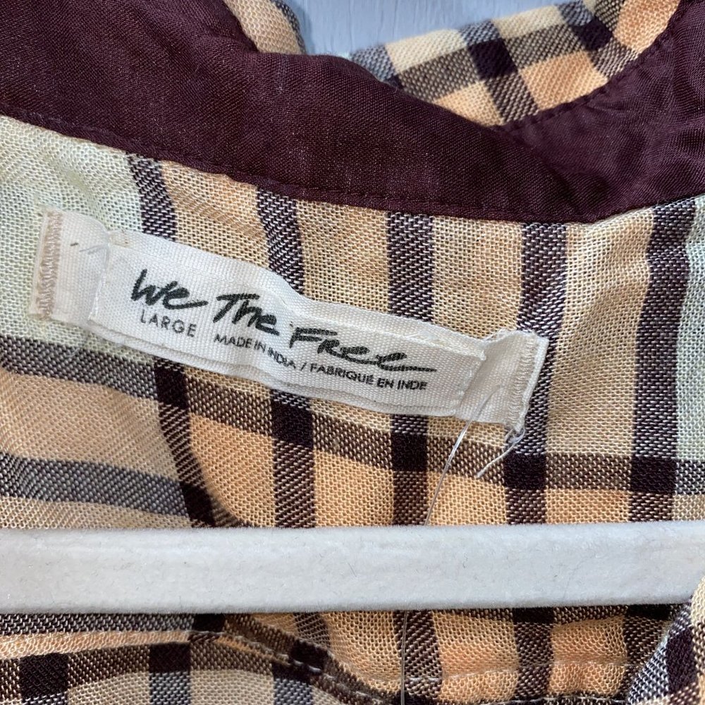 Free People Peach Tree Plaid Top - Picture 3 of 5